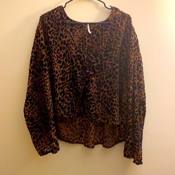 Free People Tops - Free People animal print sheer blouse XS